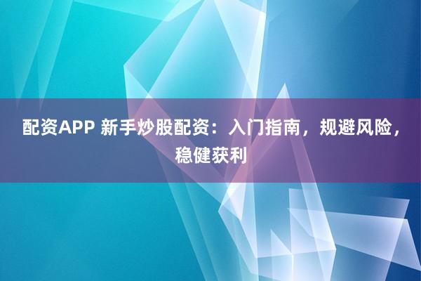 配资APP 新手炒股配资：入门指南，规避风险，稳健获利