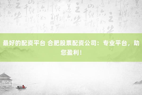 最好的配资平台 合肥股票配资公司：专业平台，助您盈利！