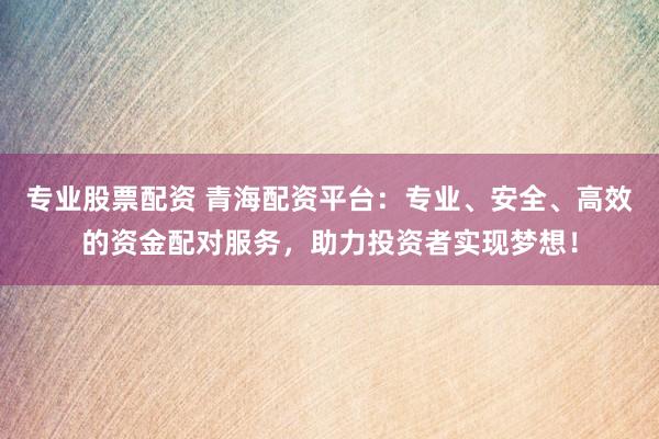 专业股票配资 青海配资平台：专业、安全、高效的资金配对服务，助力投资者实现梦想！
