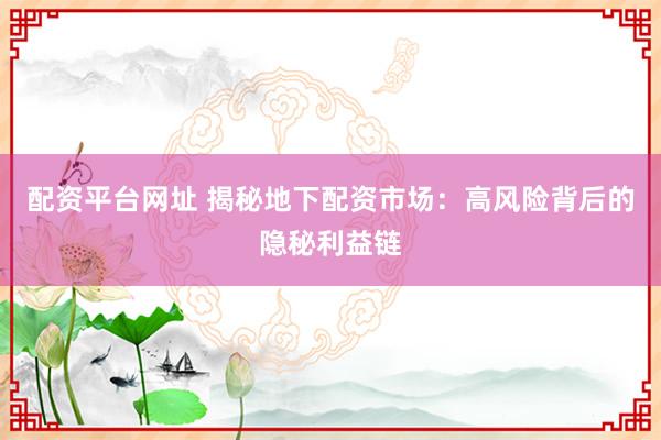 配资平台网址 揭秘地下配资市场：高风险背后的隐秘利益链