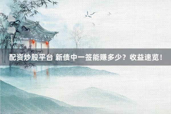 配资炒股平台 新债中一签能赚多少？收益速览！