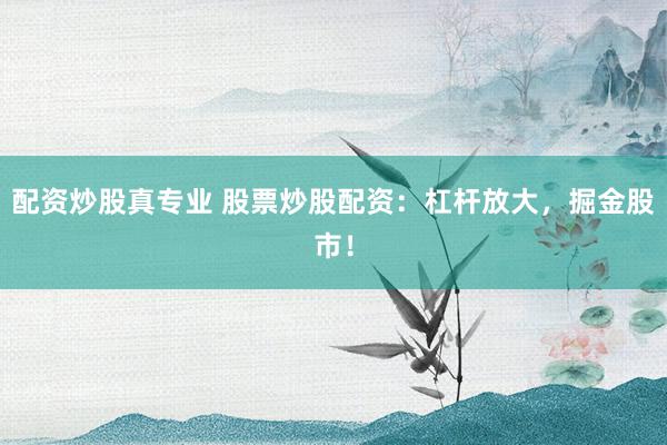 配资炒股真专业 股票炒股配资：杠杆放大，掘金股市！