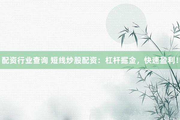 配资行业查询 短线炒股配资:杠杆掘金,快速盈利!