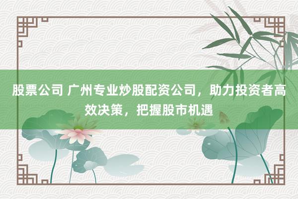 股票公司 广州专业炒股配资公司,助力投资者高效决策,把握股市机遇